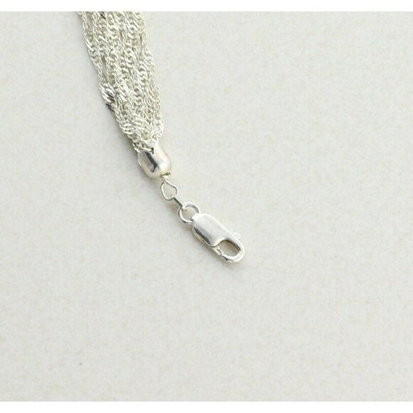 Sterling Silver Multi 7 Strand Twist Chain Necklace 18 inch chain 14 mm wide - Picture 7 of 7